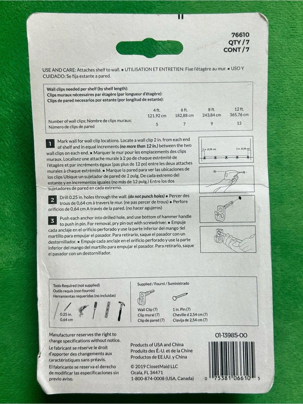 Closet Wall Clips for Drywall - 4 Packs